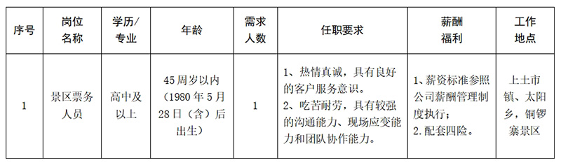 安徽大别山铜锣寨文化旅游发展有限公司2025年招聘临时工作人员公告